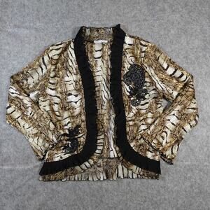 Alberto Makali Cardigan Womens Extra Large Jacket Open Front Crinkle Art to Wear